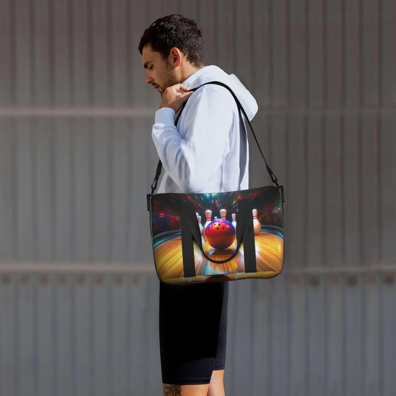 bowling ball print Travel Duffel Bag, Sports Tote Gym Bag, Swim Pool Bag Large Shoulder Tote Bag for Beach Weekender