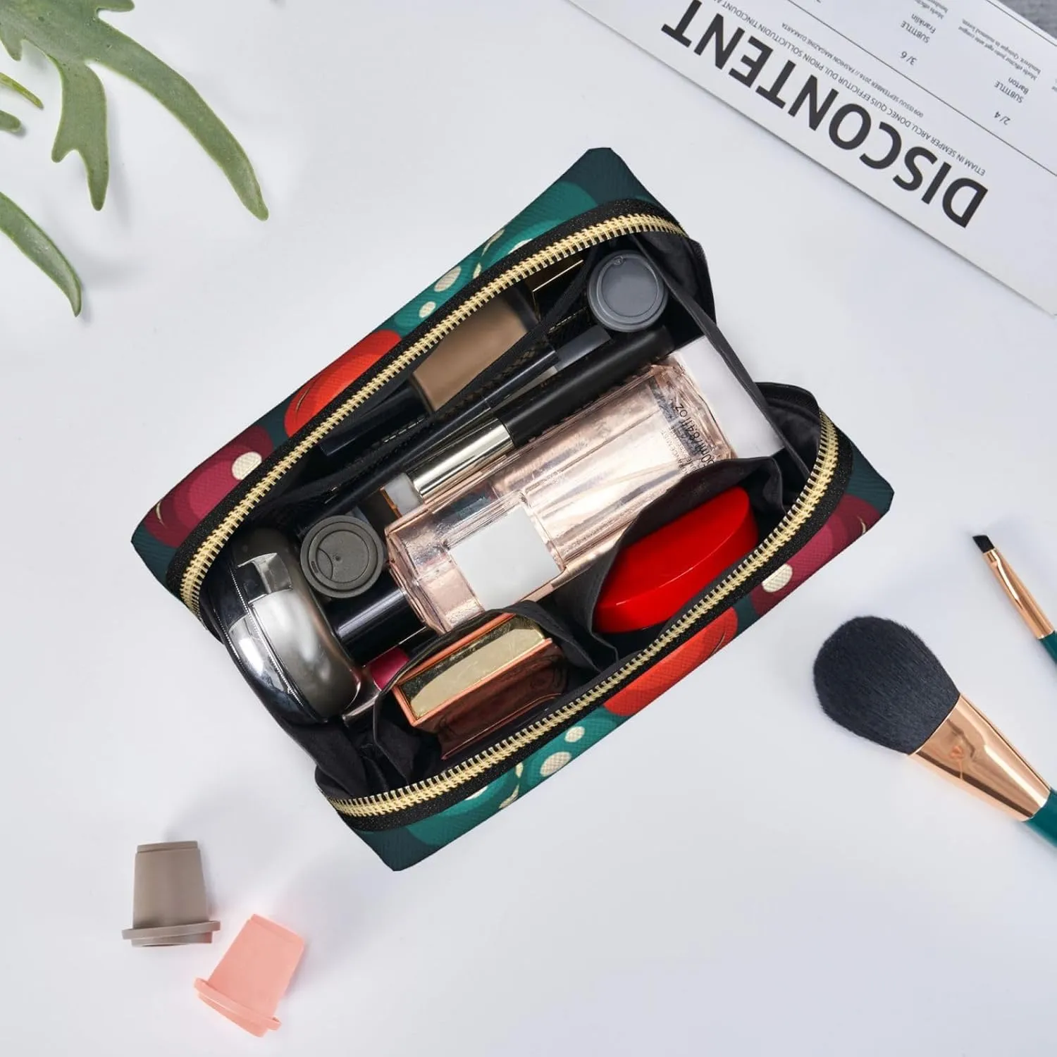 Bowling Ball Printed Small Makeup Bag,Travel Cosmetic Bag Purse with Zipper,Water-resistant Makeup Organizer Bag for Women