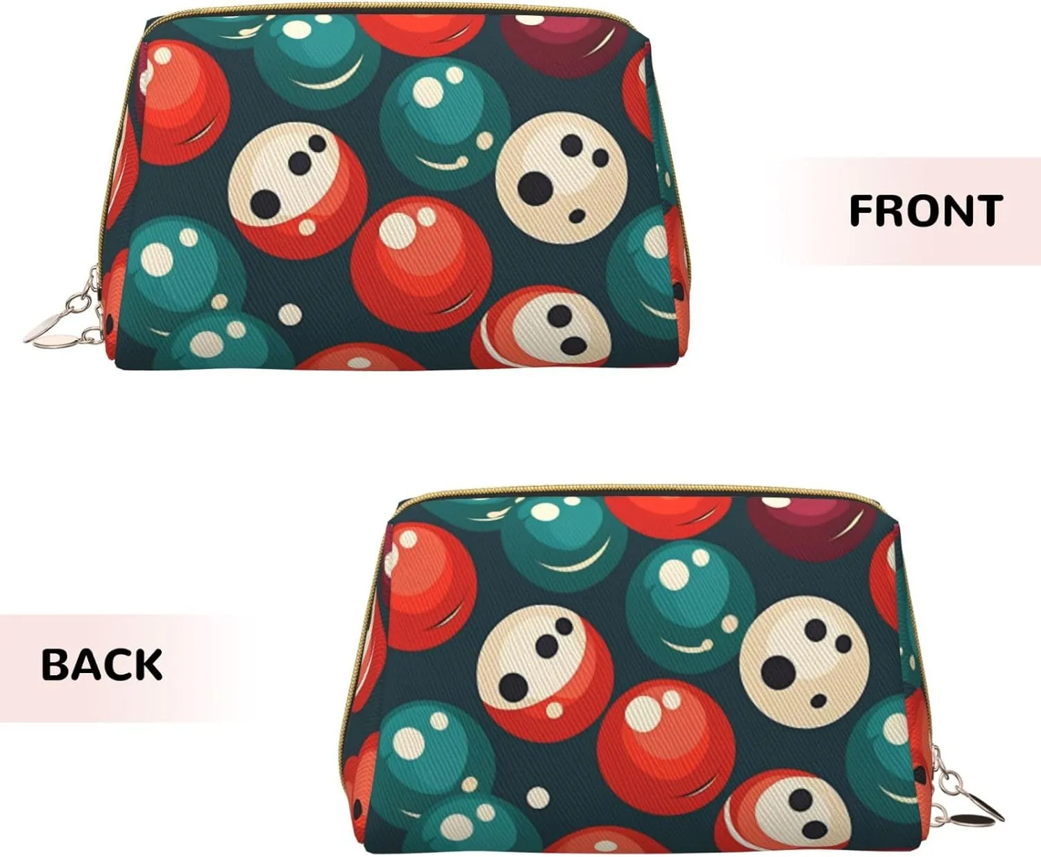 Bowling Ball Printed Small Makeup Bag,Travel Cosmetic Bag Purse with Zipper,Water-resistant Makeup Organizer Bag for Women