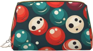Bowling Ball Printed Small Makeup Bag,Travel Cosmetic Bag Purse with Zipper,Water-resistant Makeup Organizer Bag for Women