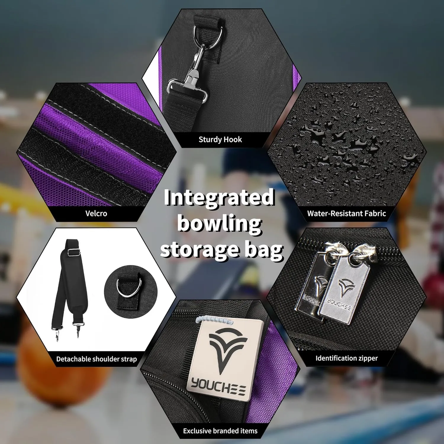Bowling Ball Tote Bag with Padded Holder, Holds One Bowling Ball and Shoes Up to Mens Size 13, Multifunction Accessory Pockets