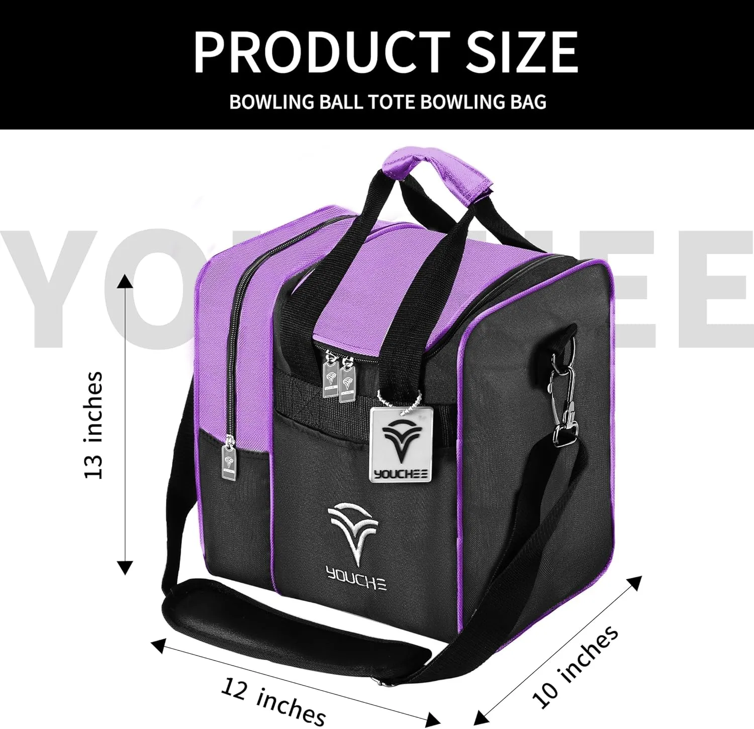 Bowling Ball Tote Bag with Padded Holder, Holds One Bowling Ball and Shoes Up to Mens Size 13, Multifunction Accessory Pockets
