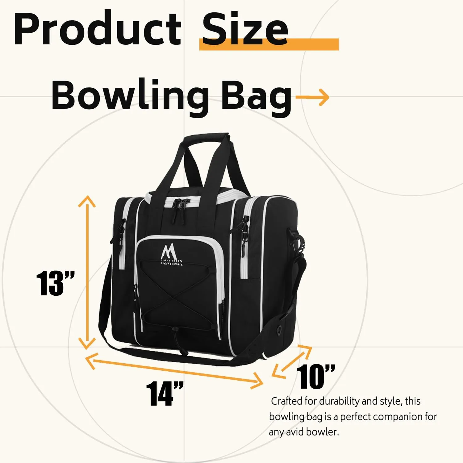 Bowling Ball Tote - Single Ball Bag with Padded Holder - Fits Shoes Up to Mens Size 14