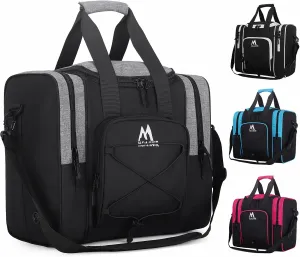 Bowling Ball Tote - Single Ball Bag with Padded Holder - Fits Shoes Up to Mens Size 14