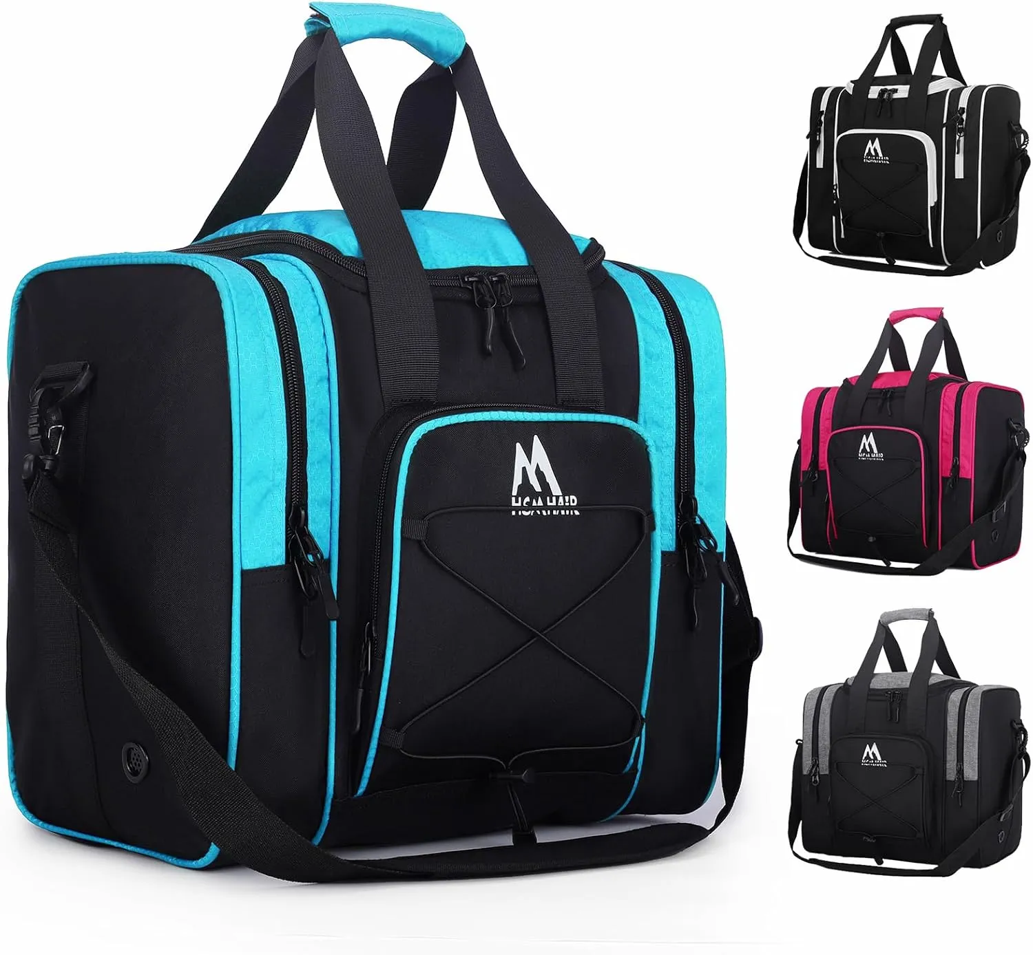 Bowling Ball Tote - Single Ball Bag with Padded Holder - Fits Shoes Up to Mens Size 14