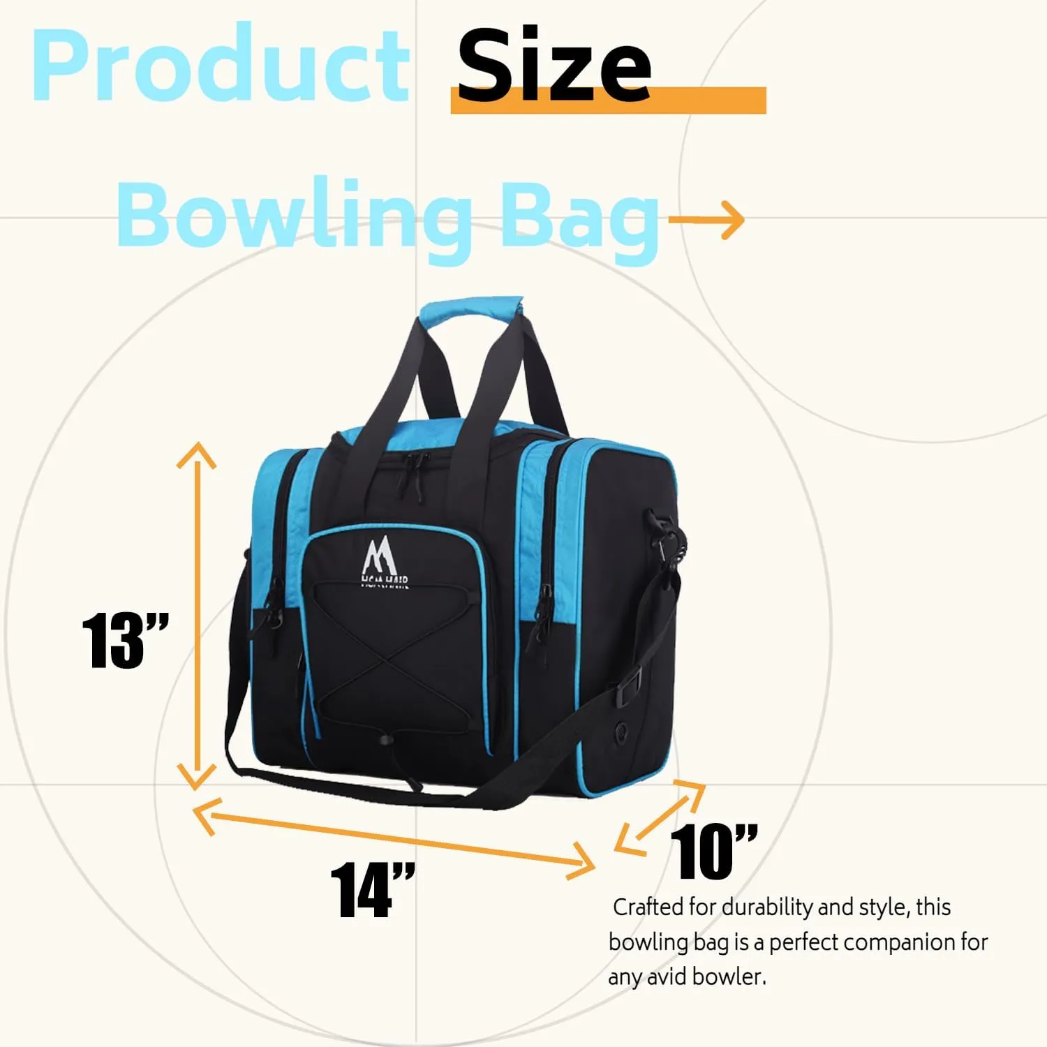 Bowling Ball Tote - Single Ball Bag with Padded Holder - Fits Shoes Up to Mens Size 14