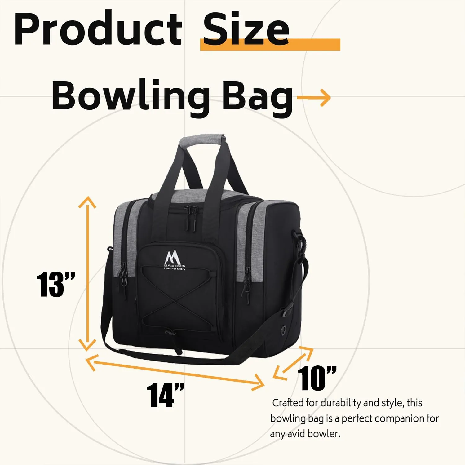 Bowling Ball Tote - Single Ball Bag with Padded Holder - Fits Shoes Up to Mens Size 14