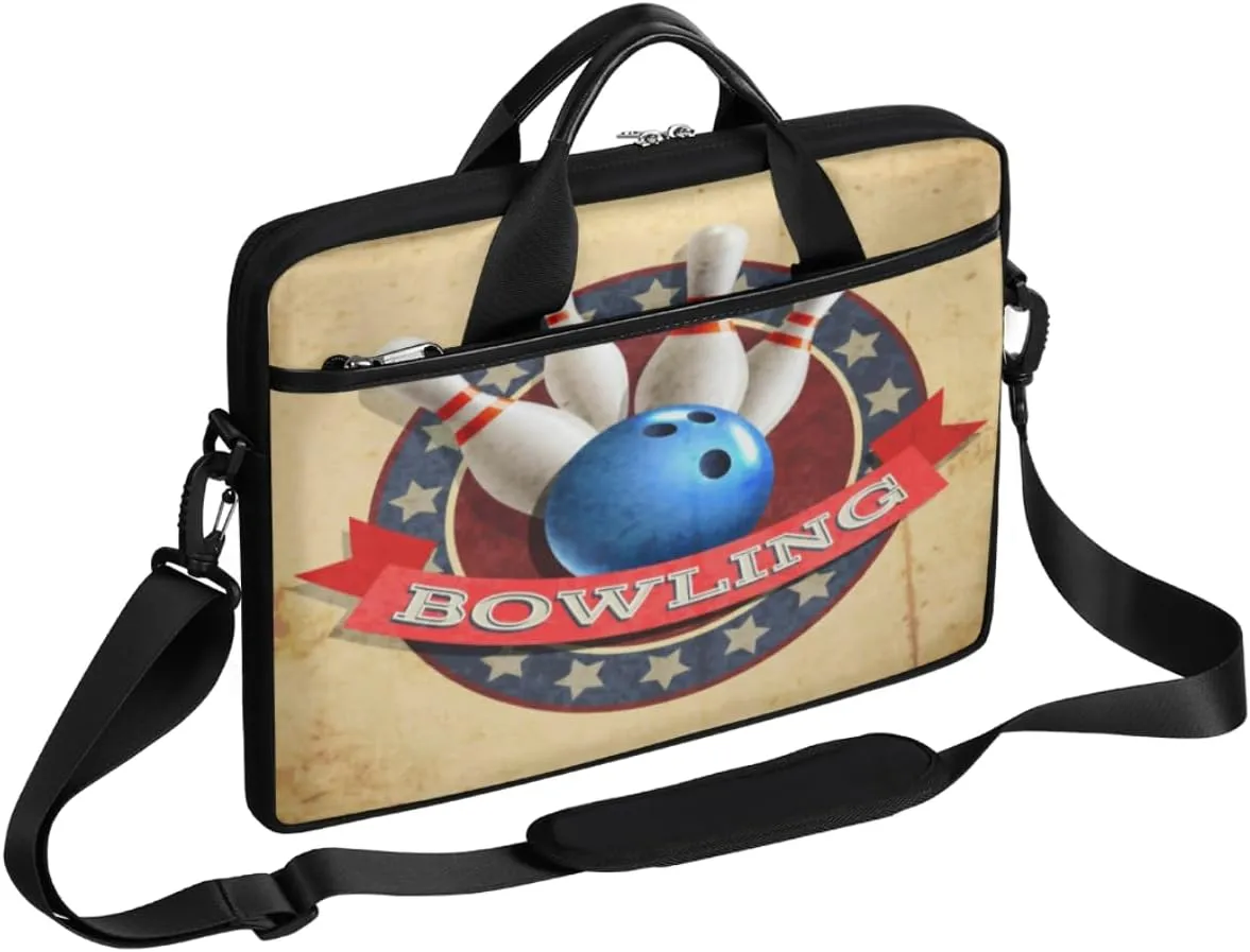 Bowling Sport Ball Laptop Computer Bag Waterproof Shoulder Messenger Bag 13-15 inch Durable Laptop Tote Bag with Shoulder Strap Handle Lightweight Crossbody Briefcase