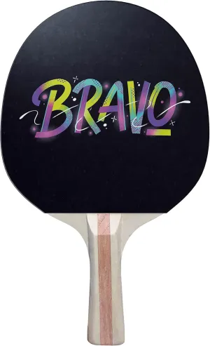 Bravo Colorful Design Ping Pong Paddle, Premium 5 Ply Table Tennis Racket (Red on Back)