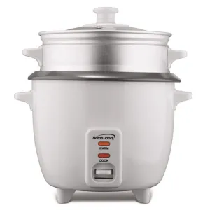 Brentwood 15 Cup Rice Cooker / Non-Stick with Steamer in White