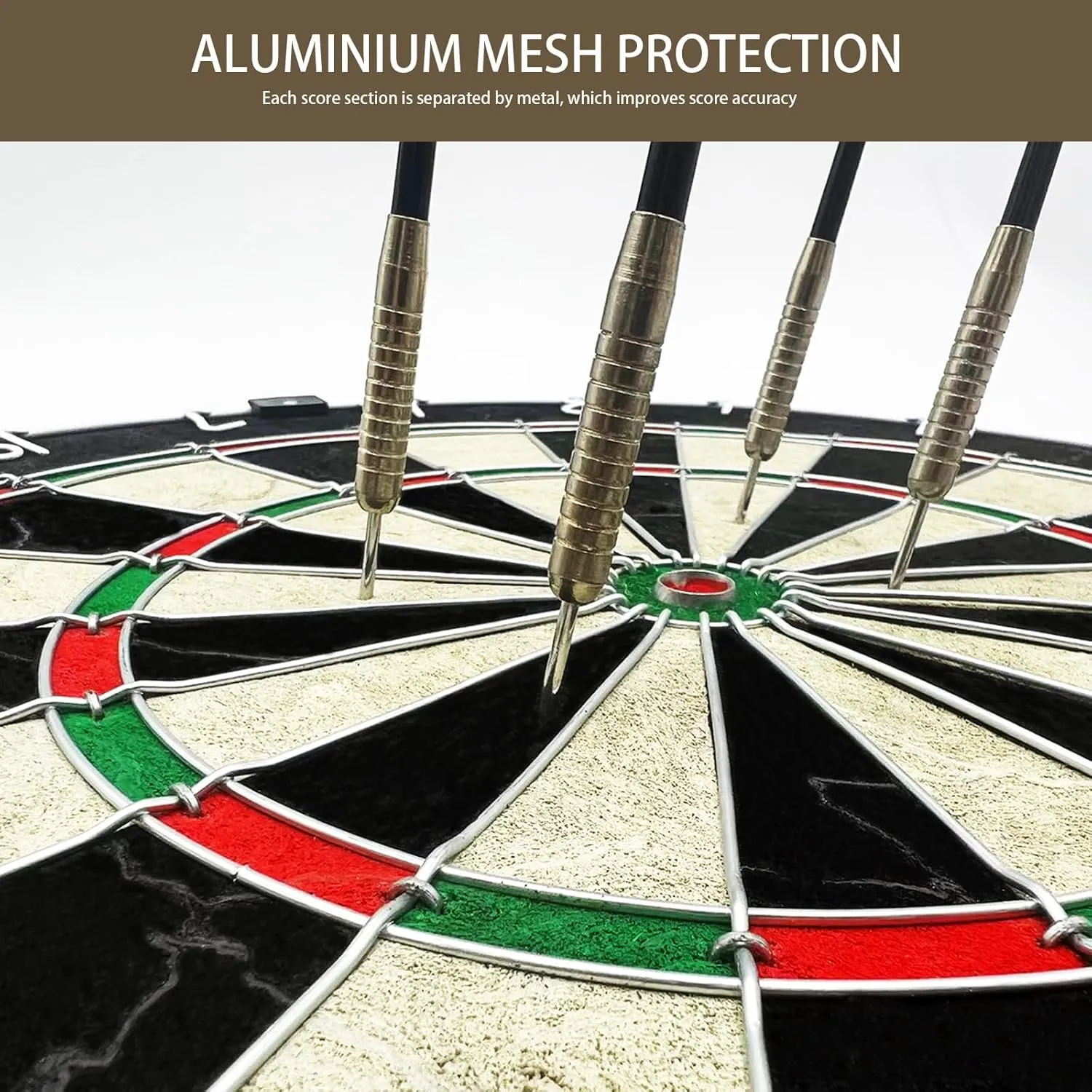Bristle Dart Board Set, Professional Dart Board 18" with 6pcs 18g Darts Outdoor Dartboard Set, Compressed Sisal Metal Wire Board with Rotating Number Ring