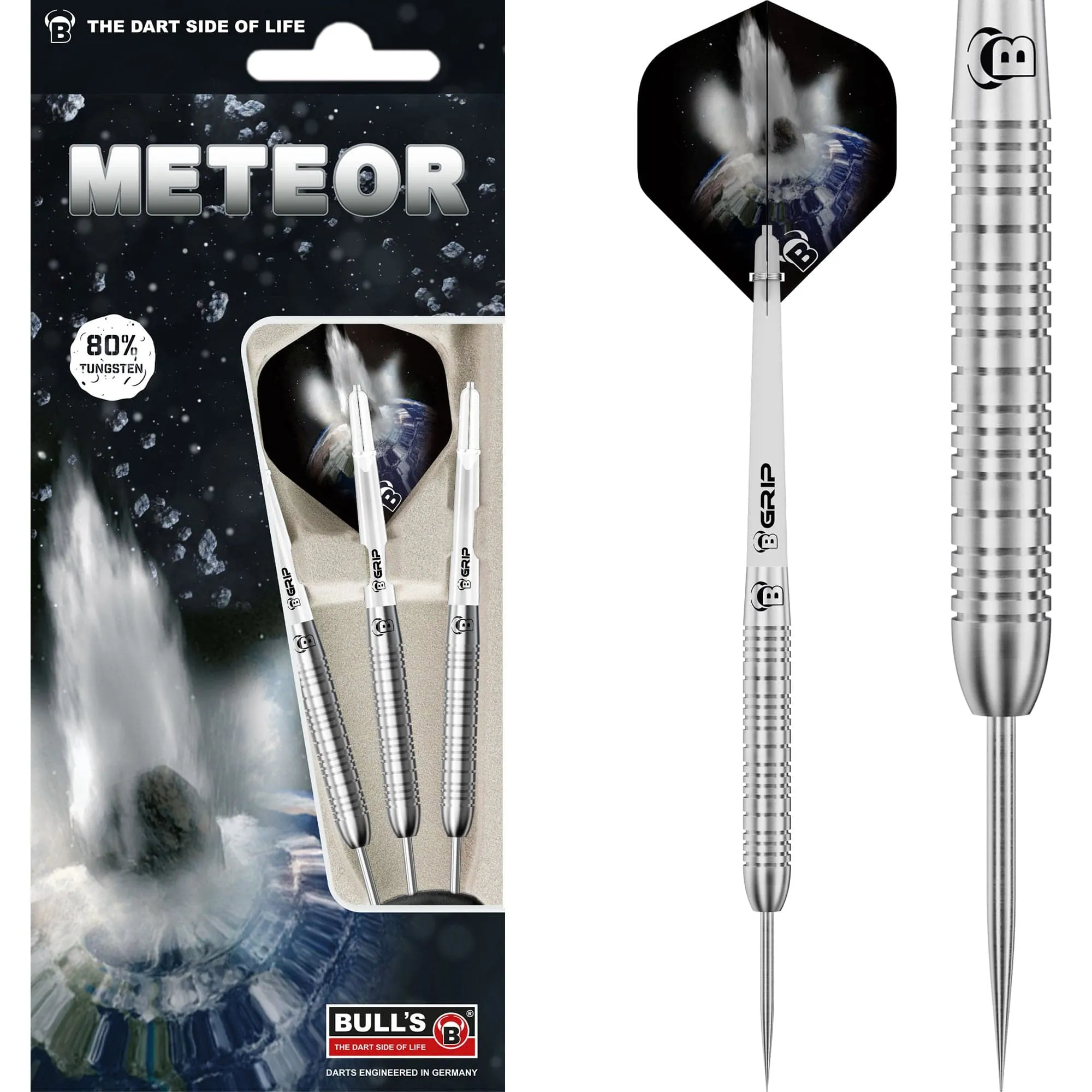 BULL'S Meteor Darts - Steel Tip - 80% Tungsten - MT4 - Ringed