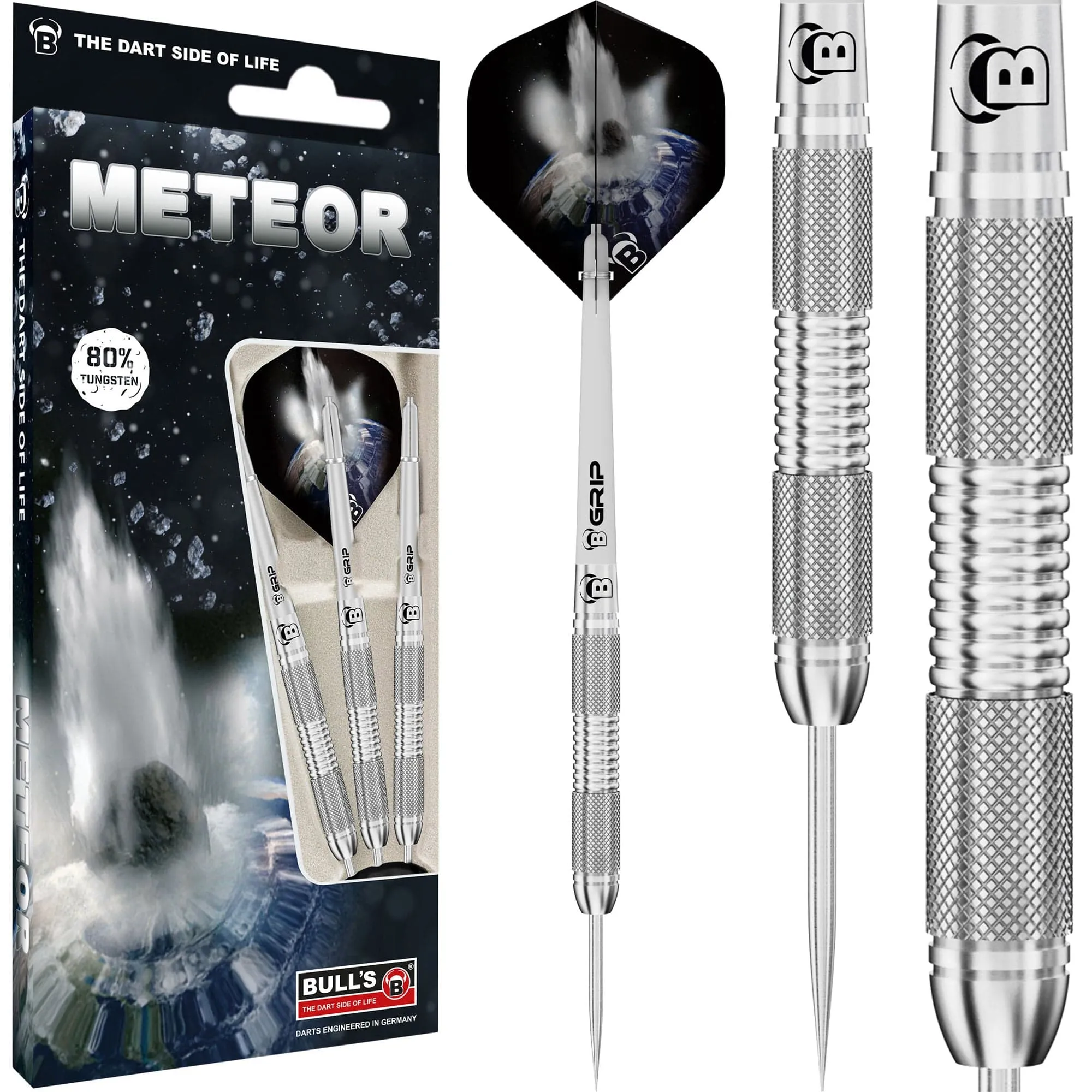 BULL'S Meteor Darts - Steel Tip - 80% Tungsten - MT9 - Twin Knurl
