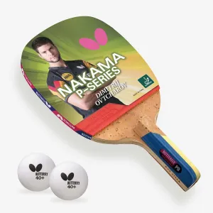 Butterfly Nakama P-9 Table Tennis Paddle (2 Balls Included)