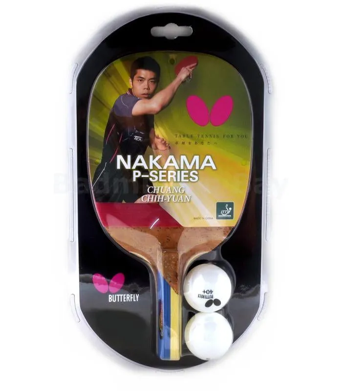 Butterfly Nakama P-9 Table Tennis Paddle (2 Balls Included)