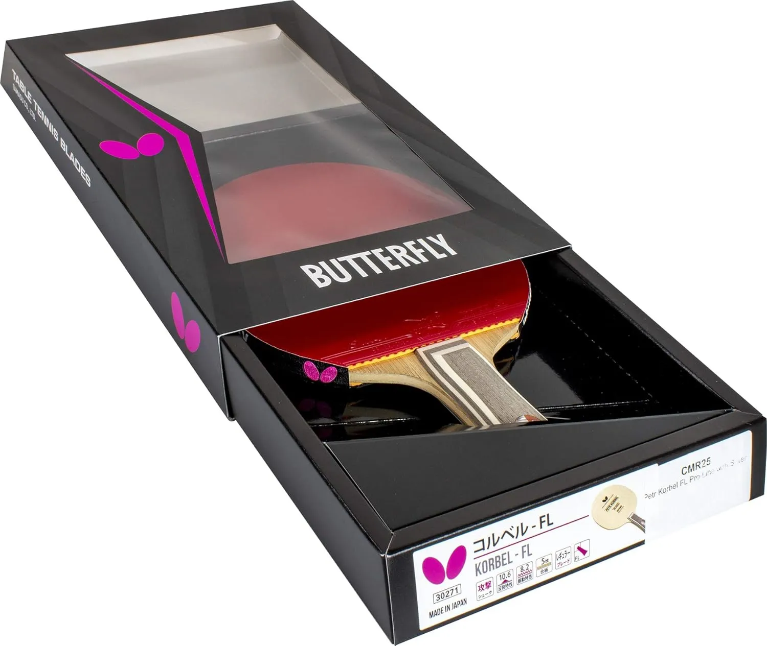 Butterfly Petr Korbel Blade & Sriver Rubber Shakehand Table Tennis Racket | Pro-Line Series | A classic blade and rubber combination that can do it all | Recommended for Intermediate Level Players
