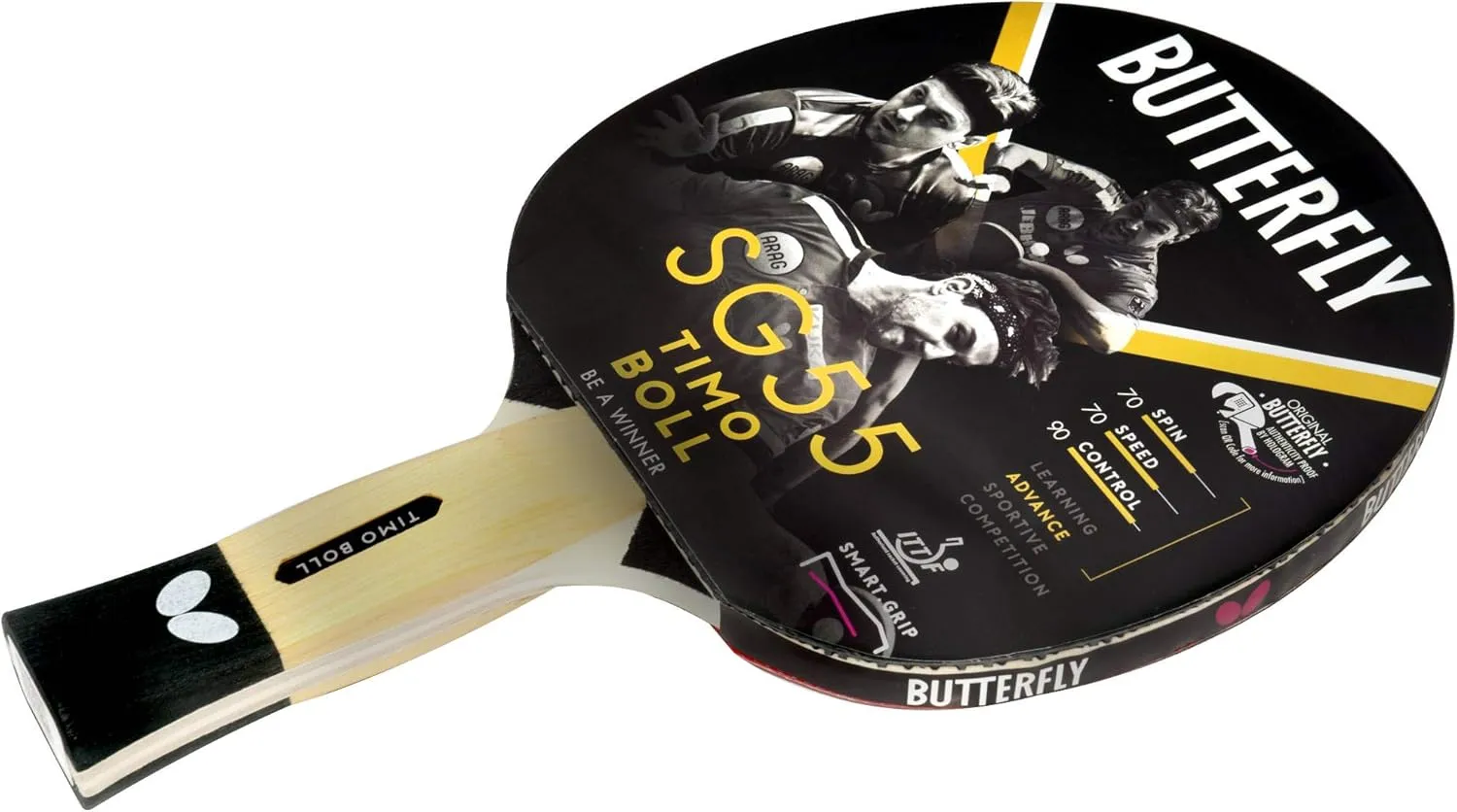 Butterfly Timo Boll SG55 Table Tennis Bat - ITTF Approved 1.5mm Pan Asia Rubber,White