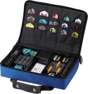 by GLD Products Classic Nylon Dart Carrying Case for Steel and Soft Tip Darts, Holds 12 Darts Numerous Other Accessories via Generous Storage Pockets, Tubes and Boxes, Blue, 1
