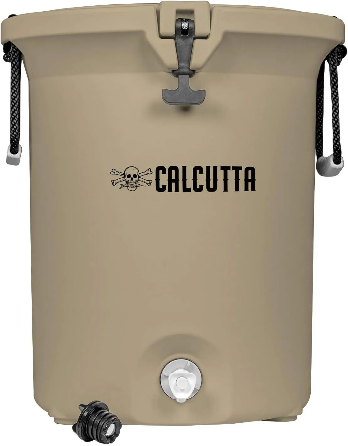 Calcutta Outdoors Renegade Hydrate Water Jug | Heavy Duty Beverage Dispenser | LED Drain Plug Light | EZ Lift Rope Handles | Non-Slip Rubber Feet | 10 Gallon | Tan