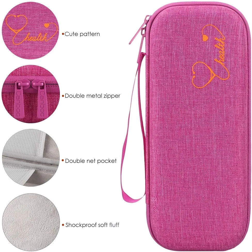 Canboc Hard Stethoscope Case Compatible with 3M Littmann Classic III, Lightweight II S.E, Cardiology IV, MDF Acoustica Stethoscope, Mesh Bag fit Medical Scissors, Penlight, Oral Thermometer, Raspberry