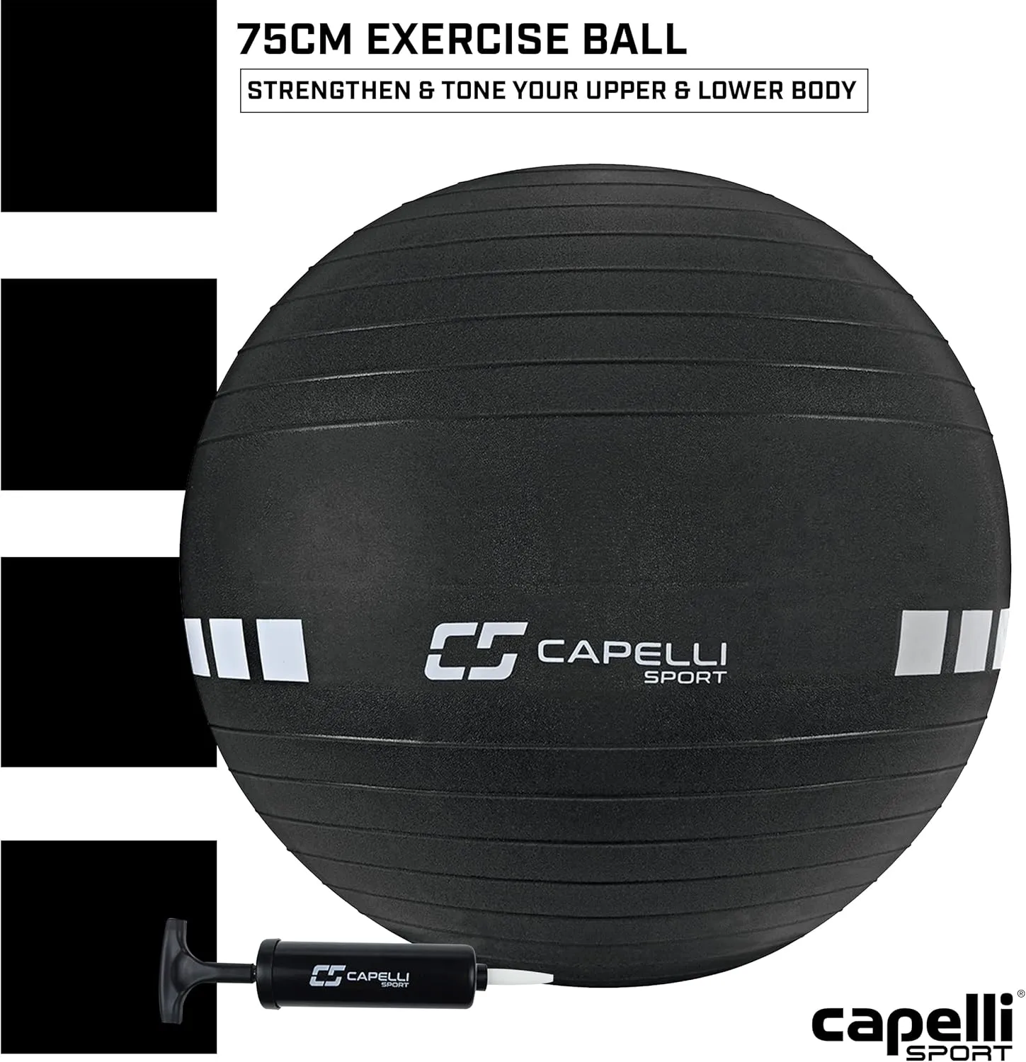 Capelli Sport Exercise Ball for Yoga, Balance Ball, Pilates, Anti Burst Slip Resistant, Quick Pump