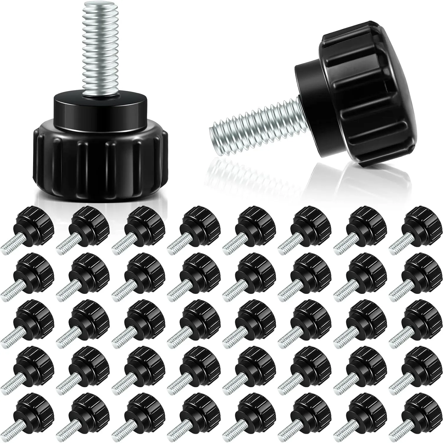 Carbon Steel Threaded Knurled Thumbscrew Screw on Knobs Grips Black Round Clamping Screw, Black (200, 4mm x 10 mm)