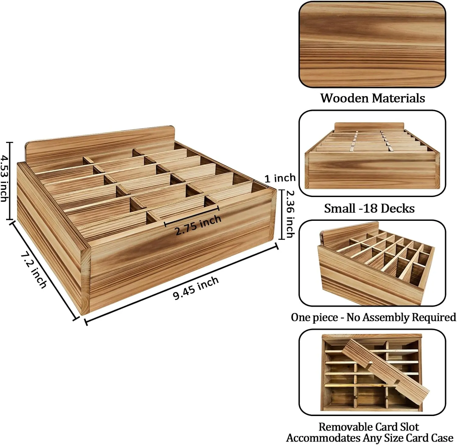 Card Display Shelf - Wooden Playing Card Display Card Display Case Card Holders for Playing Cards (Small- 18 Decks) - No Assembly Required
