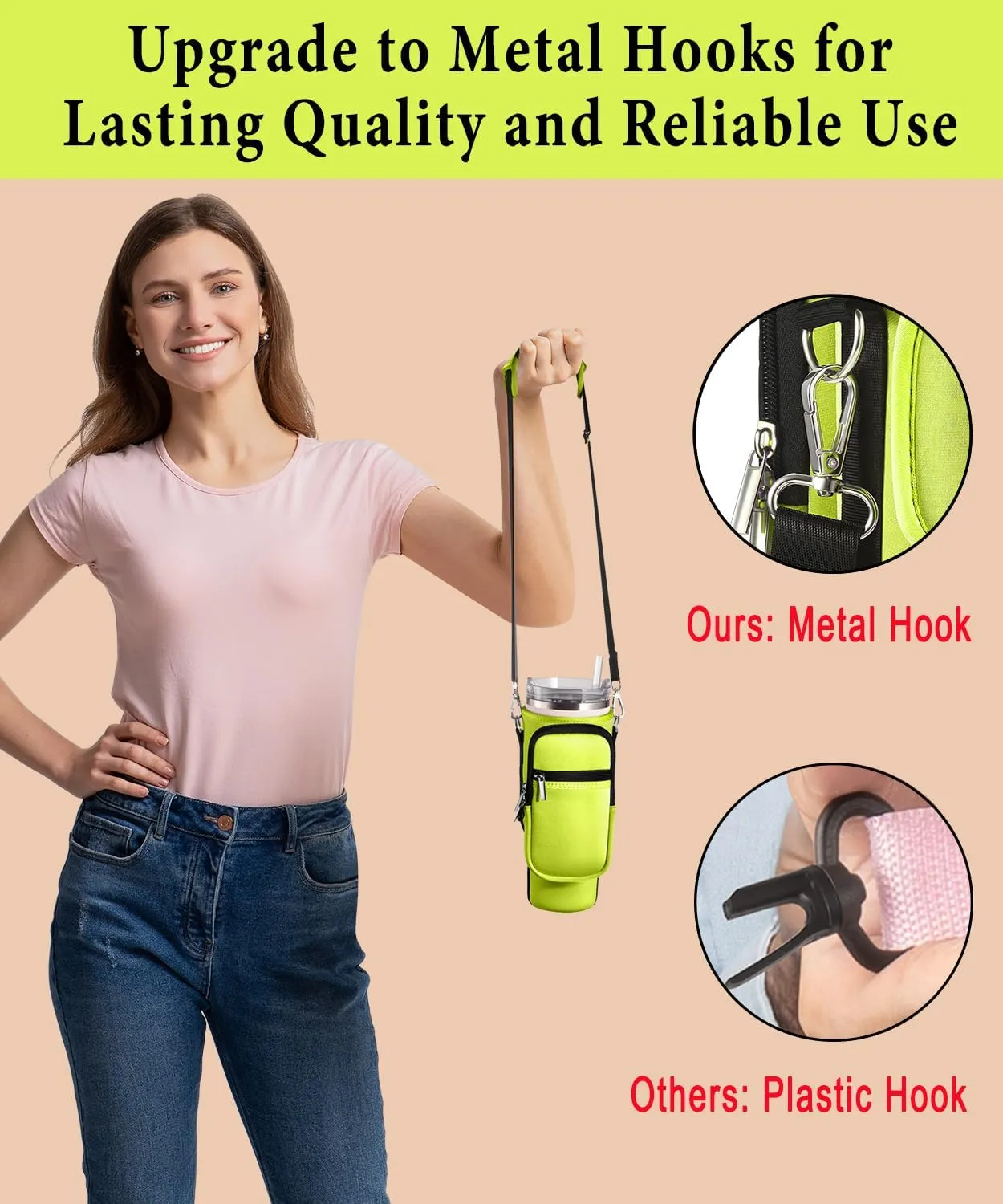 Carrier Bag with Phone Pocket for Stanley 40 oz Tumbler with Handle & Simple Modern 40oz Tumbler - Water Bottle Sling Sleeve Holder for Stanley Cup Accessories with Adjustable Shoulder & Hand Strap