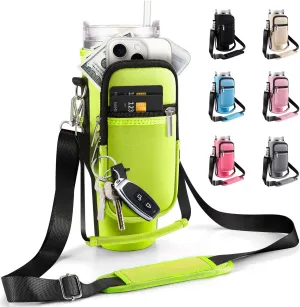Carrier Bag with Phone Pocket for Stanley 40 oz Tumbler with Handle & Simple Modern 40oz Tumbler - Water Bottle Sling Sleeve Holder for Stanley Cup Accessories with Adjustable Shoulder & Hand Strap