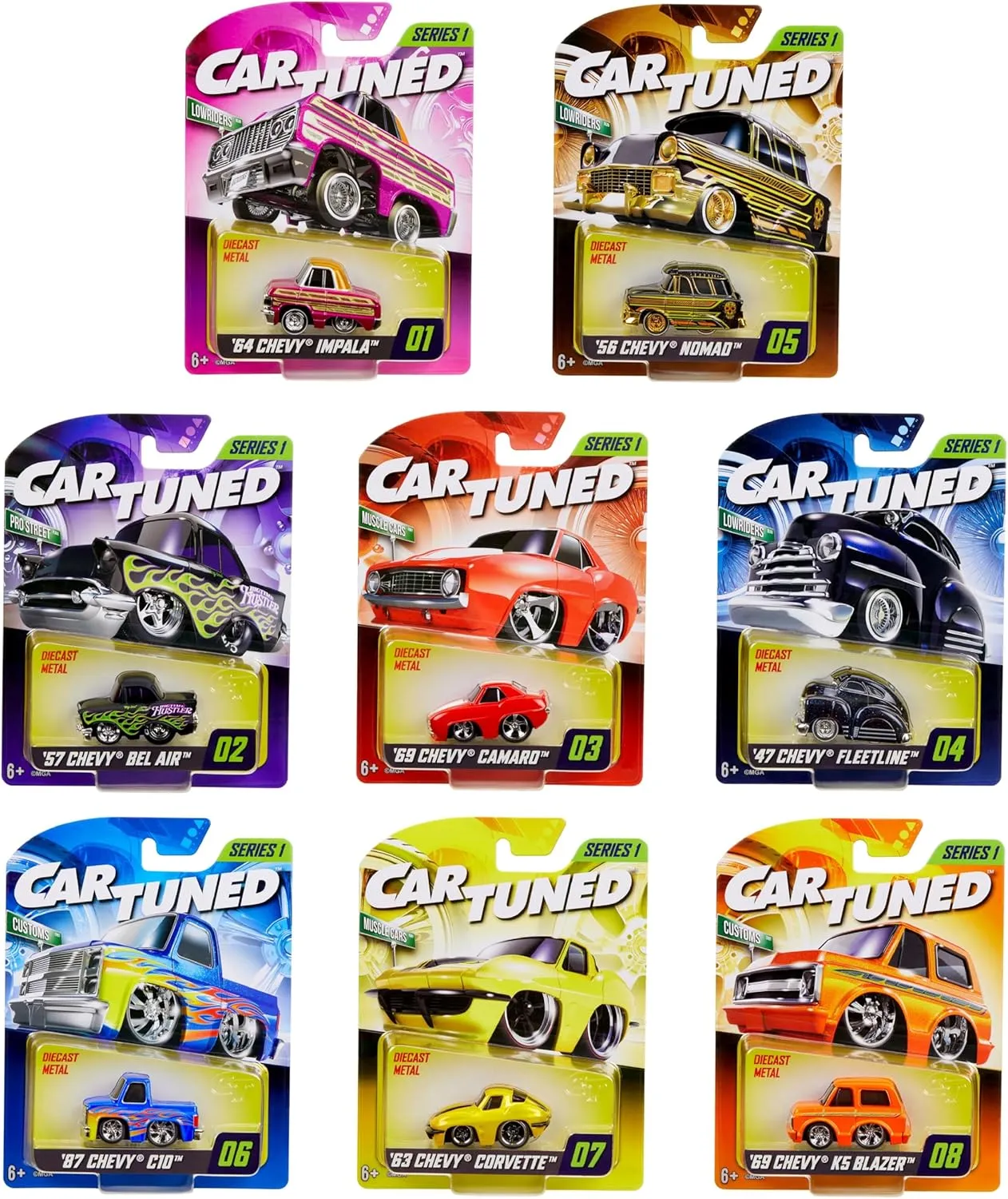 CarTuned Series 1-8 Pack, Diecast Vehicle, Ages 6  Years