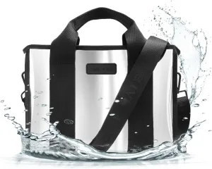 Case-Mate Silver Chrome Small Beach Tote - Lightweight Beach Bag with Crossbody Strap for Women - Waterproof, Tip-Proof, Foldable & Washable - Tote Bag for Pool, Travel and Vacation