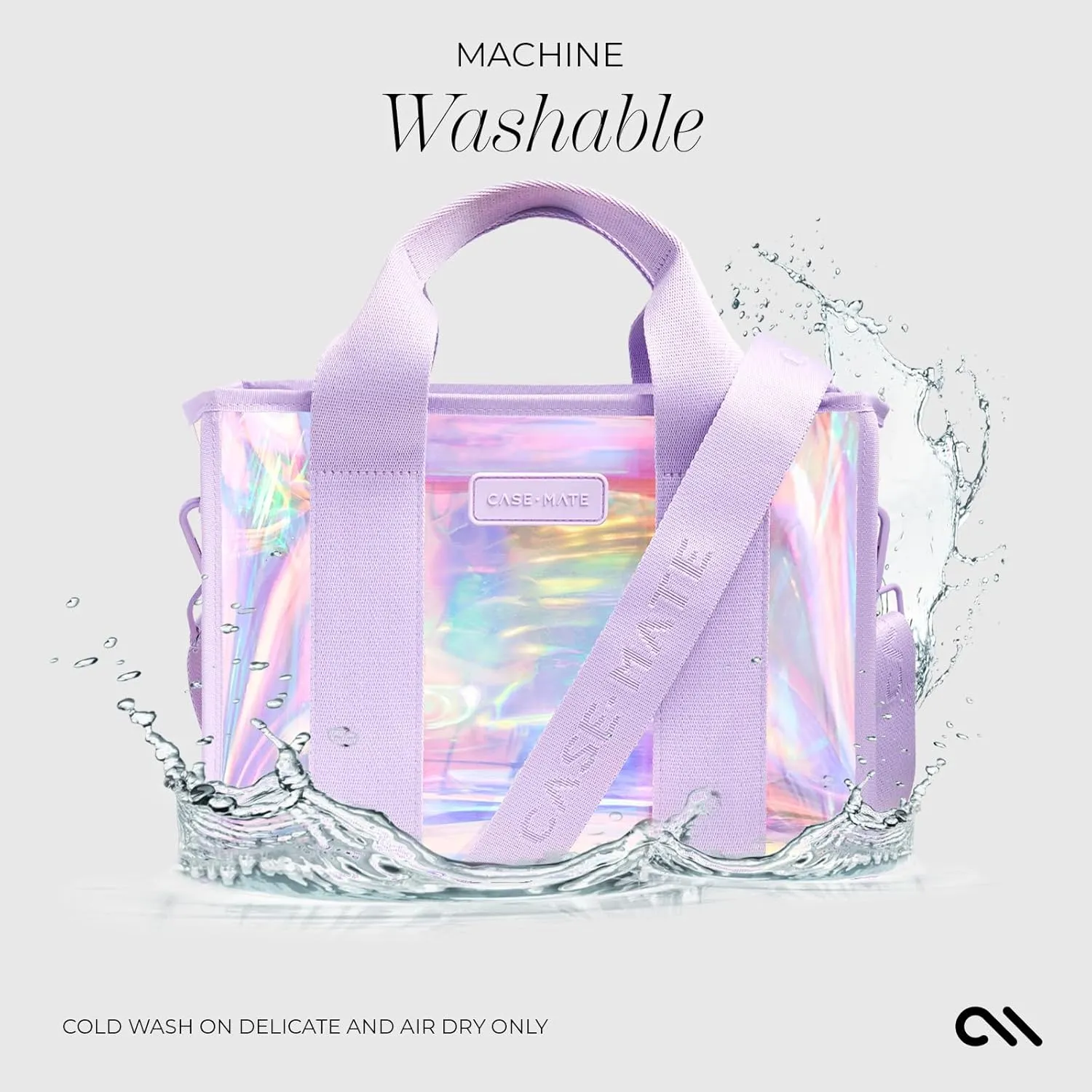 Case-Mate Soap Bubble Small Beach Tote - Iridescent Beach Bag with Crossbody Strap for Women - Waterproof, Tip-Proof, Foldable & Washable - Tote Bag for Pool, Travel and Vacation