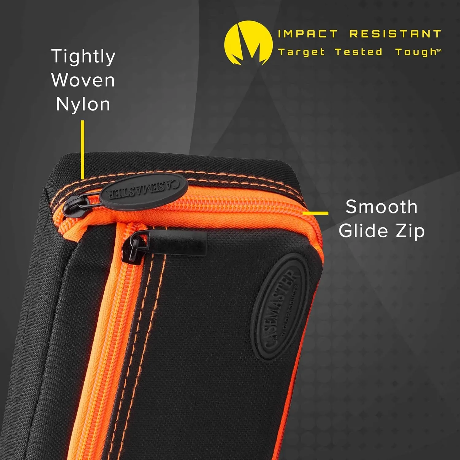 Casemaster Plazma Dart Case for Soft and Steel Tip Darts, Holds 3 Darts and Features Built-In Storage Tube and Pockets for Flights, Tips, Shafts, and Personal Items