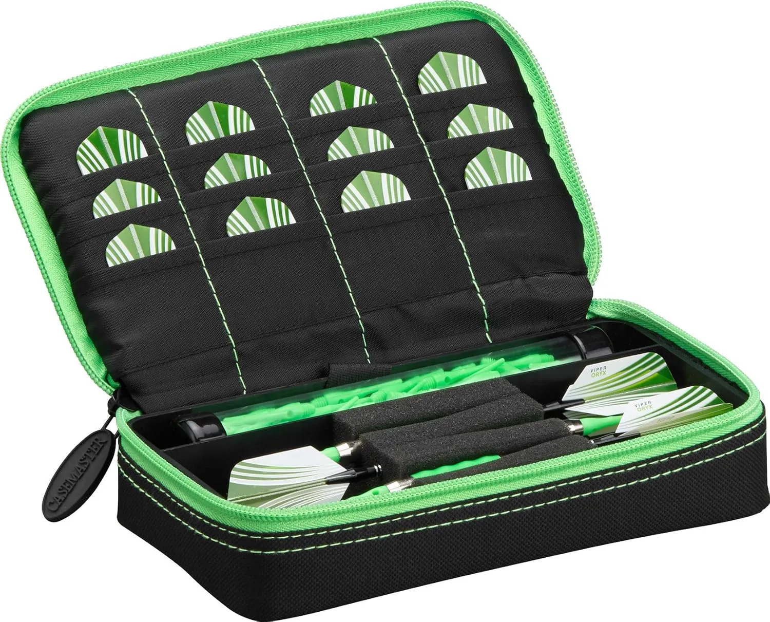 Casemaster Plazma Dart Case for Soft and Steel Tip Darts, Holds 3 Darts and Features Built-In Storage Tube and Pockets for Flights, Tips, Shafts, and Personal Items
