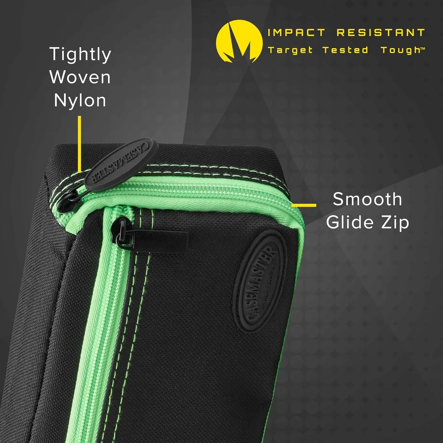 Casemaster Plazma Dart Case for Soft and Steel Tip Darts, Holds 3 Darts and Features Built-In Storage Tube and Pockets for Flights, Tips, Shafts, and Personal Items