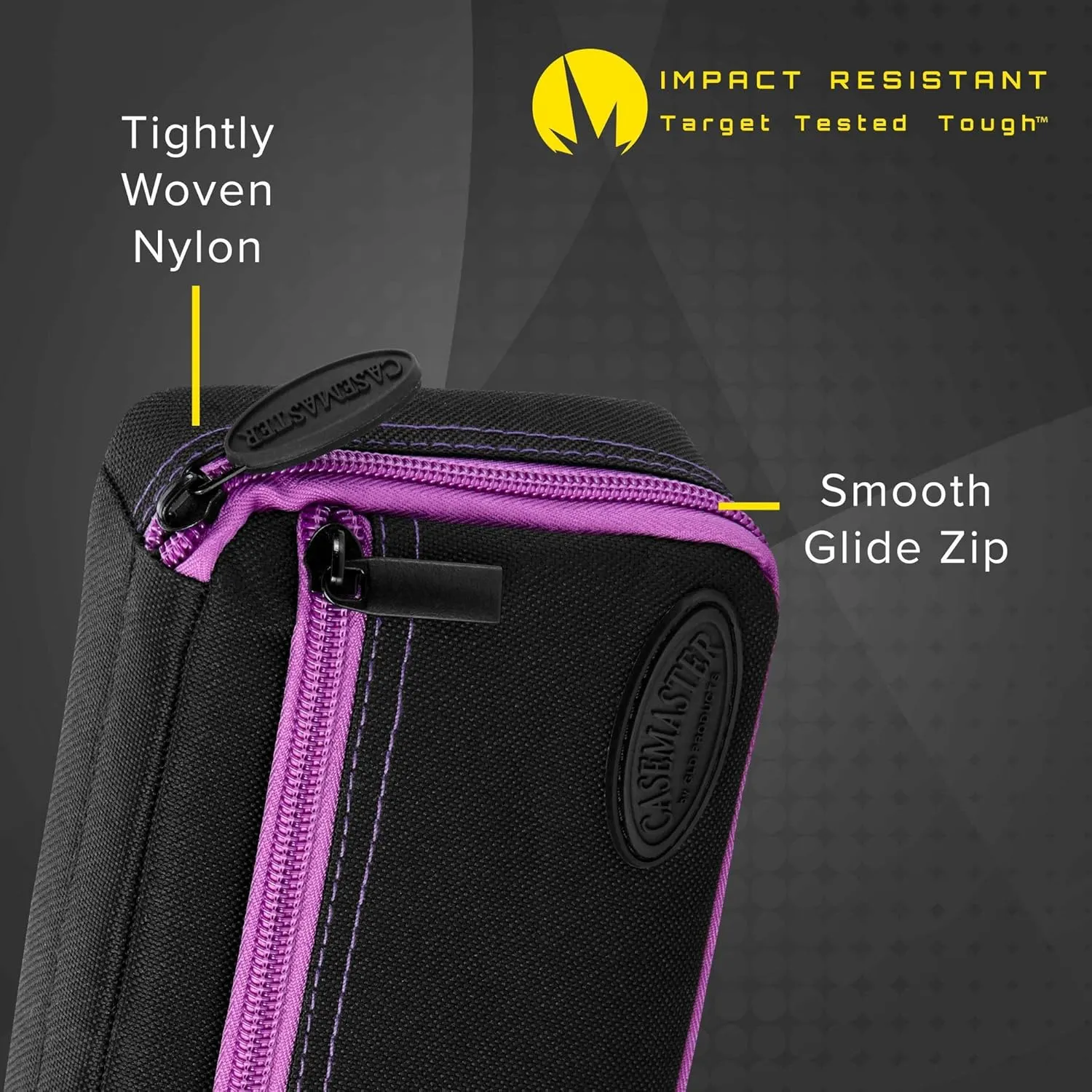 Casemaster Plazma Dart Case for Soft and Steel Tip Darts, Holds 3 Darts and Features Built-In Storage Tube and Pockets for Flights, Tips, Shafts, and Personal Items