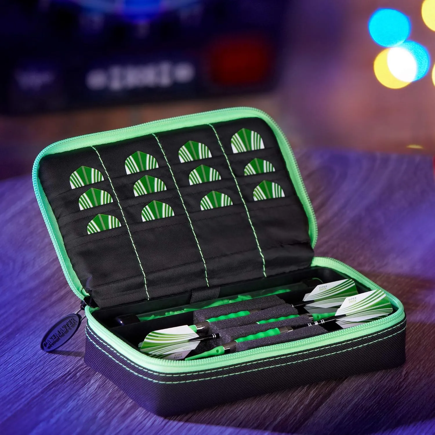 Casemaster Plazma Dart Case for Soft and Steel Tip Darts, Holds 3 Darts and Features Built-In Storage Tube and Pockets for Flights, Tips, Shafts, and Personal Items