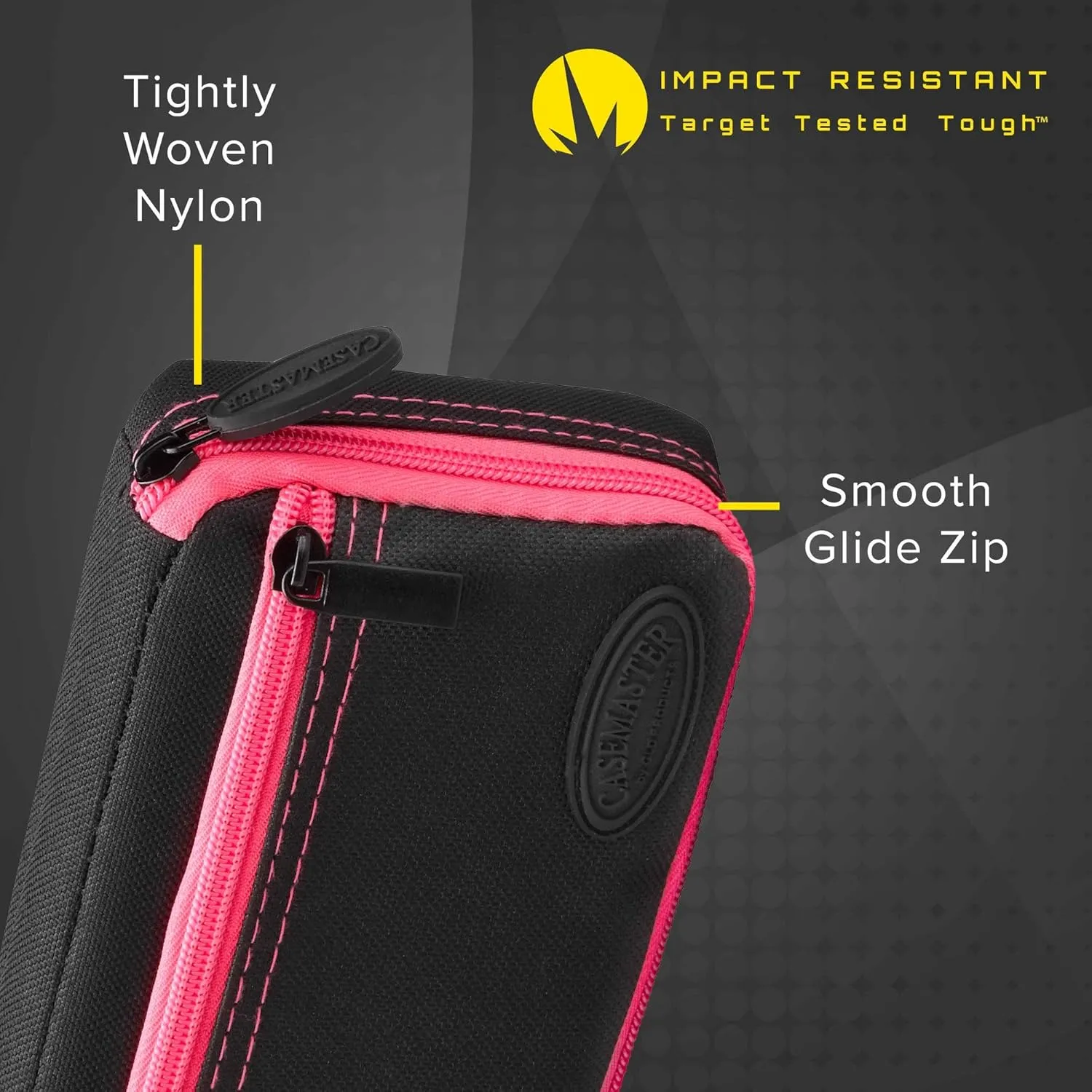 Casemaster Plazma Dart Case for Soft and Steel Tip Darts, Holds 3 Darts and Features Built-In Storage Tube and Pockets for Flights, Tips, Shafts, and Personal Items