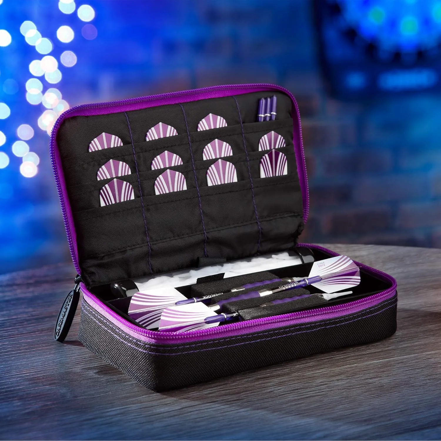 Casemaster Plazma Dart Case for Soft and Steel Tip Darts, Holds 3 Darts and Features Built-In Storage Tube and Pockets for Flights, Tips, Shafts, and Personal Items