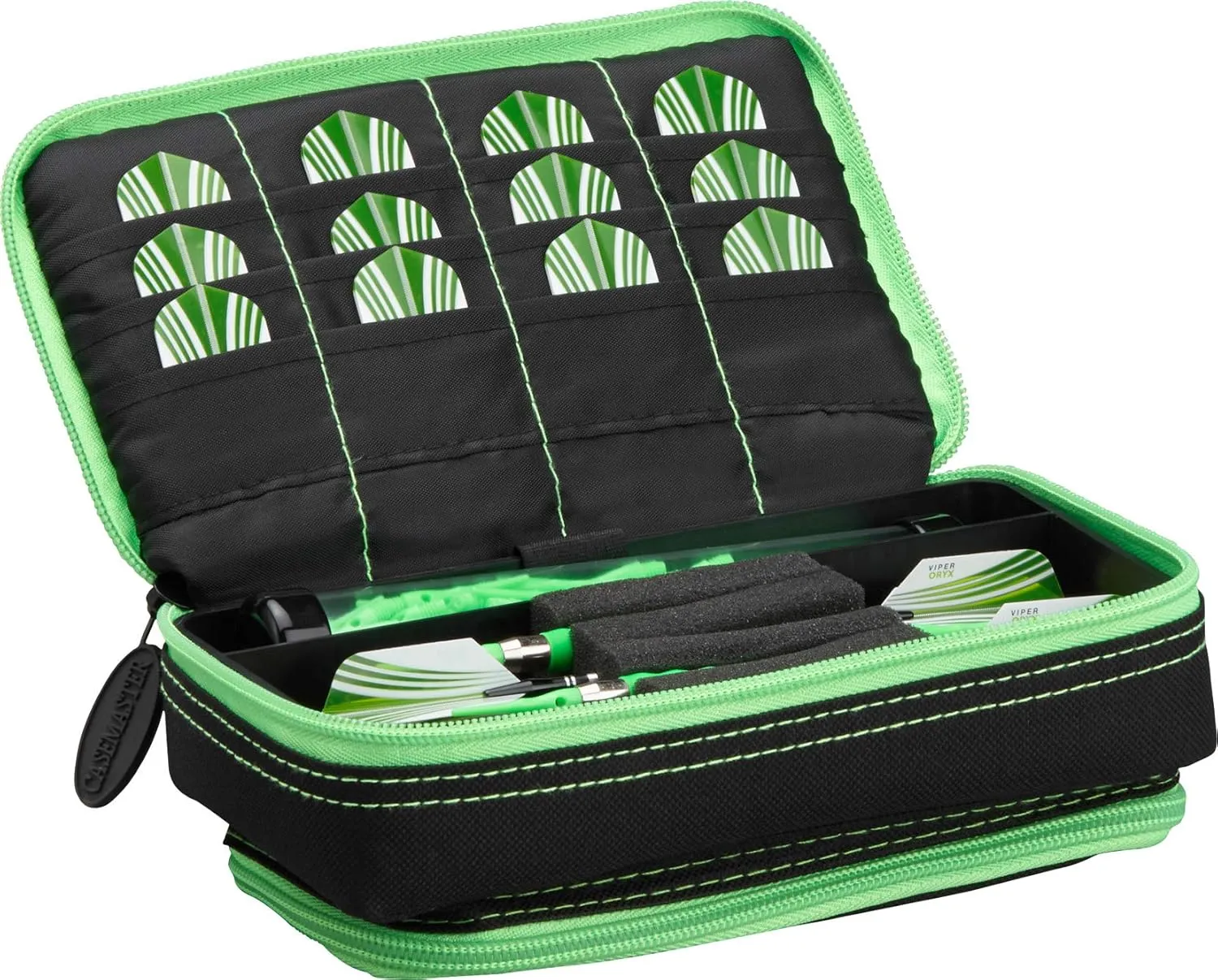 Casemaster Plazma Plus, 3 Dart Case for Soft and Steel Tip Darts Features Large Front Mobile Device Pocket, Built-in Storage Tube and Pockets for Flights, Tips, Shafts, and Personal Items