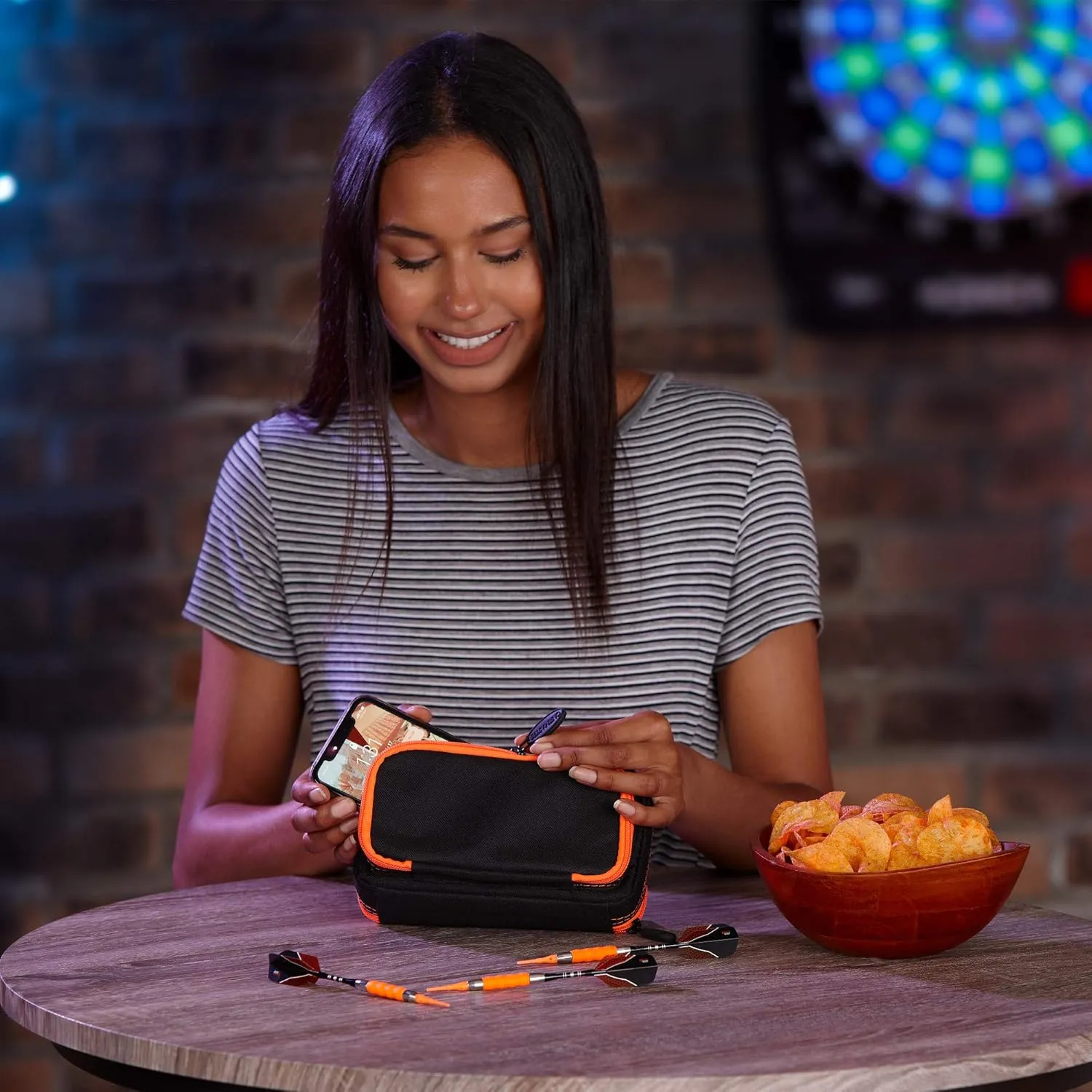 Casemaster Plazma Plus, 3 Dart Case for Soft and Steel Tip Darts Features Large Front Mobile Device Pocket, Built-in Storage Tube and Pockets for Flights, Tips, Shafts, and Personal Items