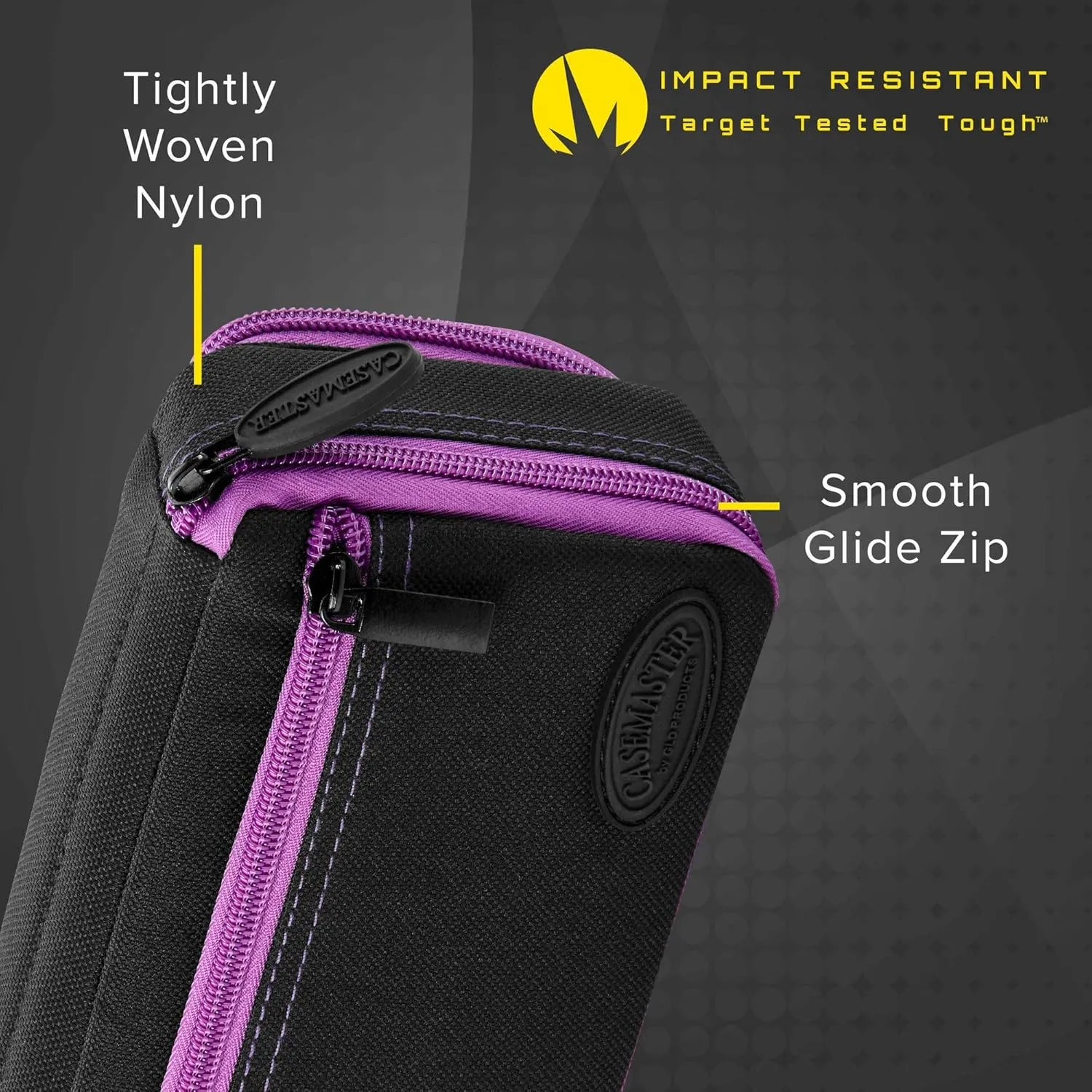 Casemaster Plazma Plus, 3 Dart Case for Soft and Steel Tip Darts Features Large Front Mobile Device Pocket, Built-in Storage Tube and Pockets for Flights, Tips, Shafts, and Personal Items