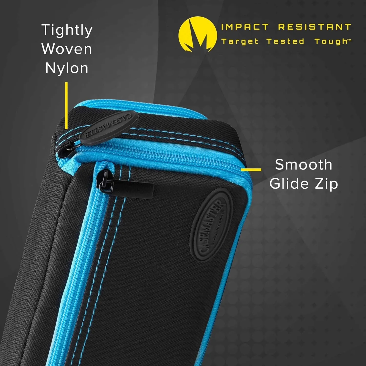 Casemaster Plazma Plus, 3 Dart Case for Soft and Steel Tip Darts Features Large Front Mobile Device Pocket, Built-in Storage Tube and Pockets for Flights, Tips, Shafts, and Personal Items
