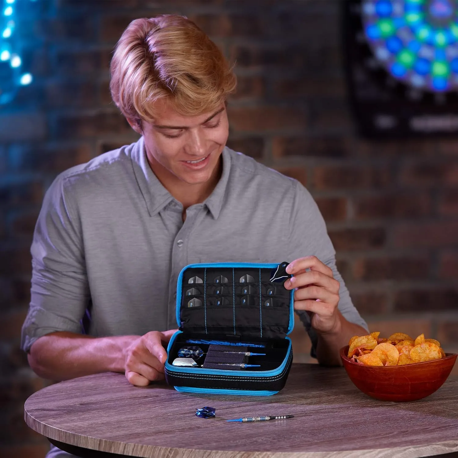 Casemaster Plazma Plus, 3 Dart Case for Soft and Steel Tip Darts Features Large Front Mobile Device Pocket, Built-in Storage Tube and Pockets for Flights, Tips, Shafts, and Personal Items