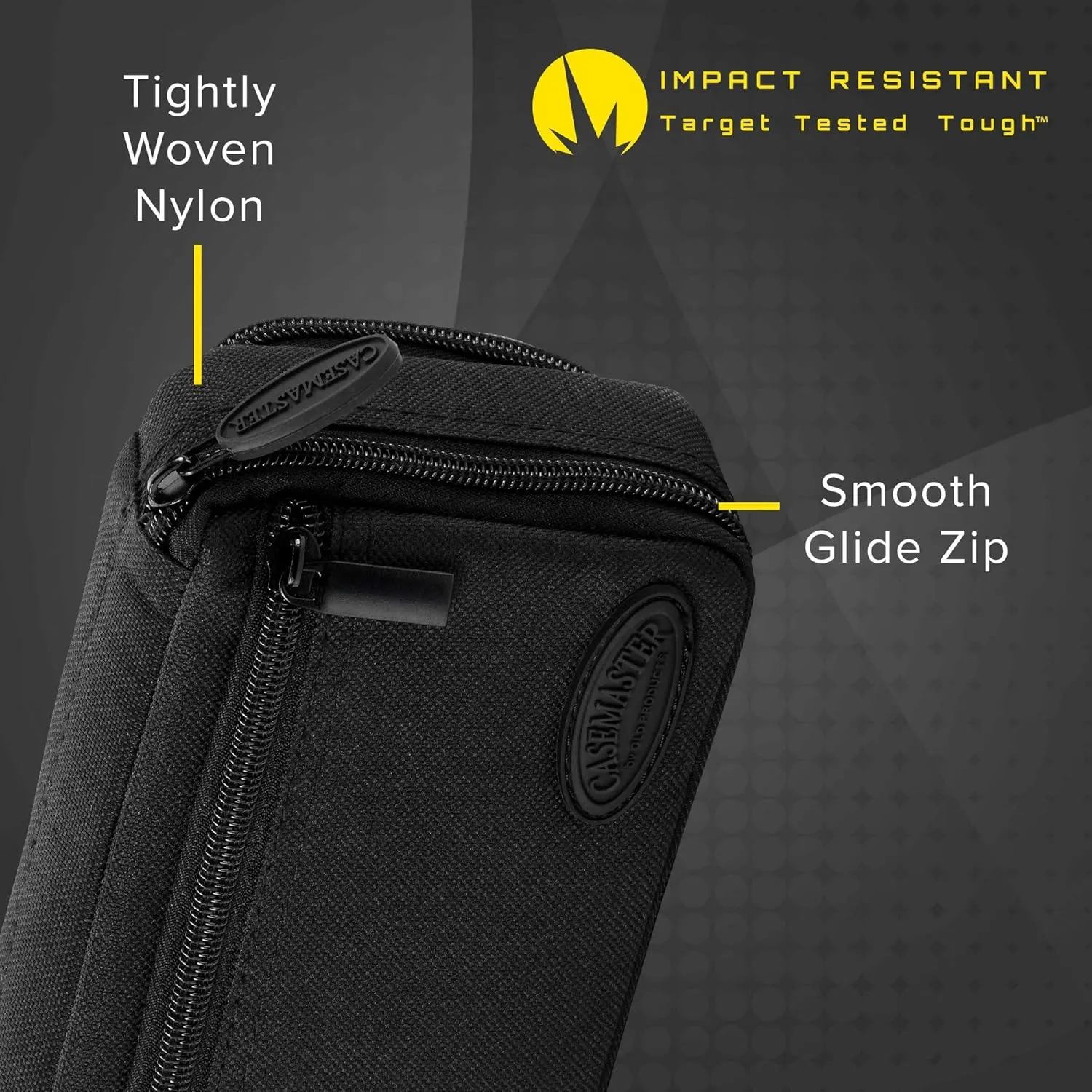 Casemaster Plazma Plus, 3 Dart Case for Soft and Steel Tip Darts Features Large Front Mobile Device Pocket, Built-in Storage Tube and Pockets for Flights, Tips, Shafts, and Personal Items