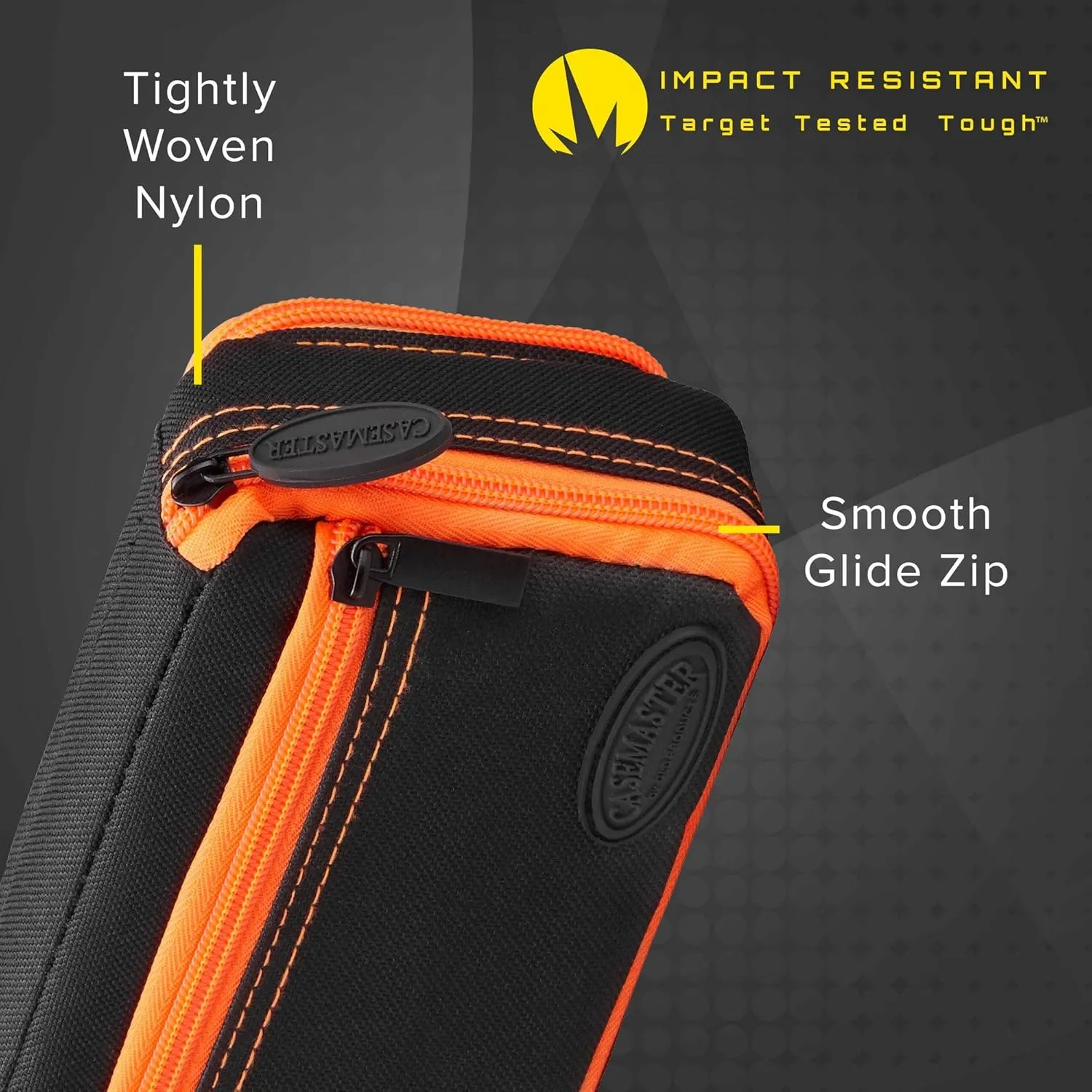 Casemaster Plazma Plus, 3 Dart Case for Soft and Steel Tip Darts Features Large Front Mobile Device Pocket, Built-in Storage Tube and Pockets for Flights, Tips, Shafts, and Personal Items