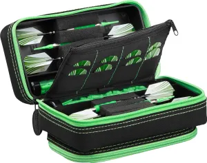 Casemaster Plazma Pro, 6 Dart Case for Soft and Steel Tip Darts, Features Large Front Mobile Device Pocket, Built-In Storage Tubes and Pockets for Flights, Tips, Shafts, and Personal Items