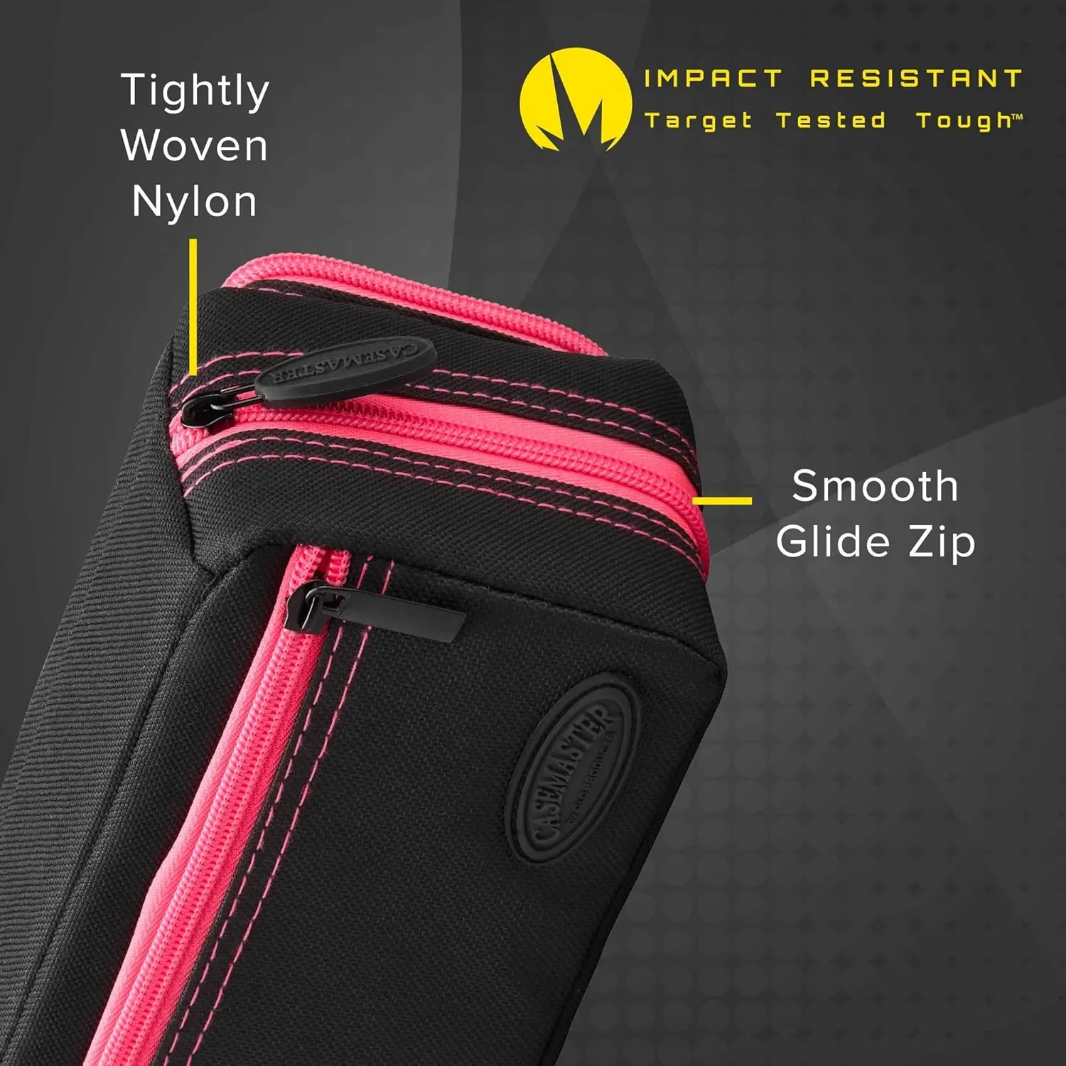Casemaster Plazma Pro, 6 Dart Case for Soft and Steel Tip Darts, Features Large Front Mobile Device Pocket, Built-In Storage Tubes and Pockets for Flights, Tips, Shafts, and Personal Items