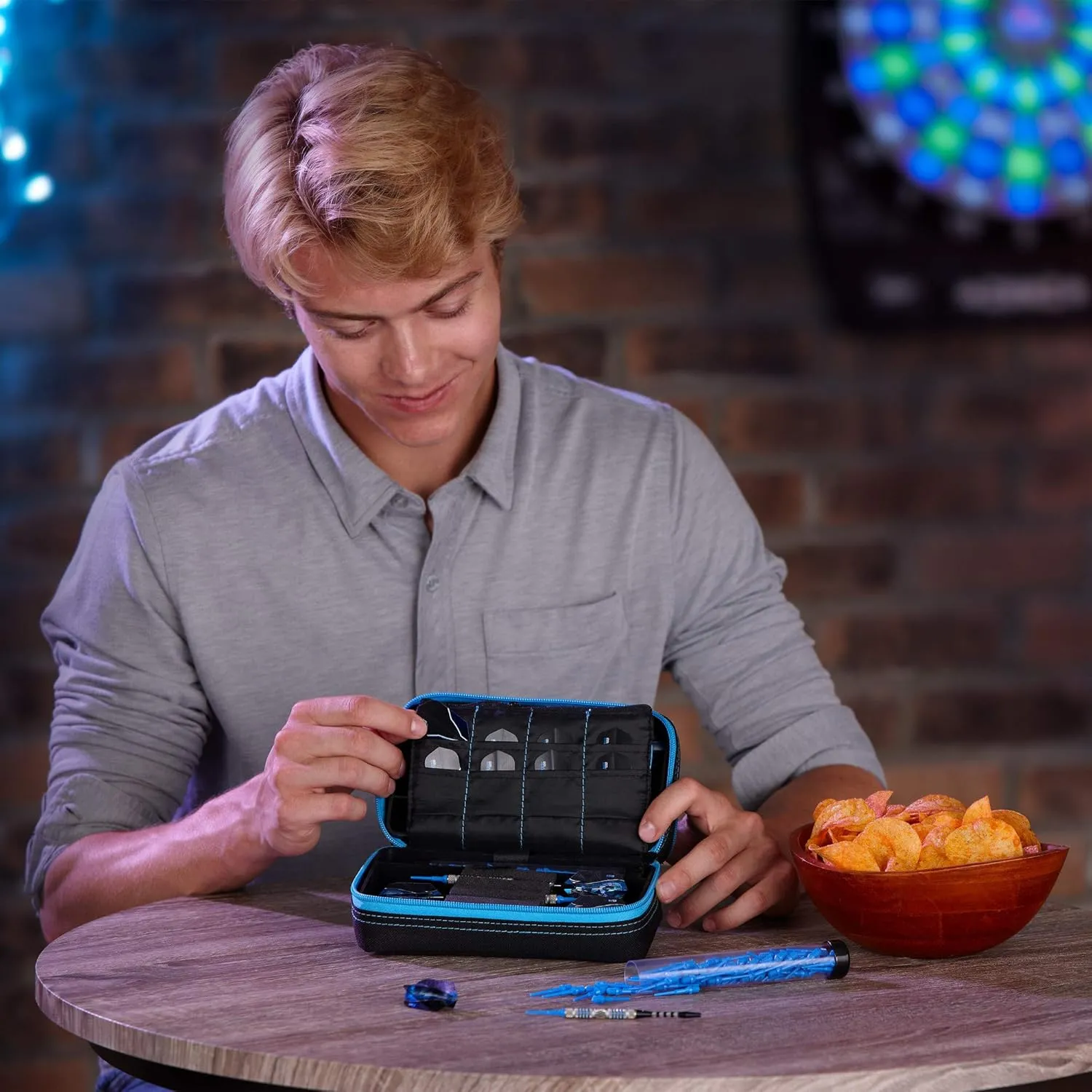 Casemaster Plazma Pro, 6 Dart Case for Soft and Steel Tip Darts, Features Large Front Mobile Device Pocket, Built-In Storage Tubes and Pockets for Flights, Tips, Shafts, and Personal Items