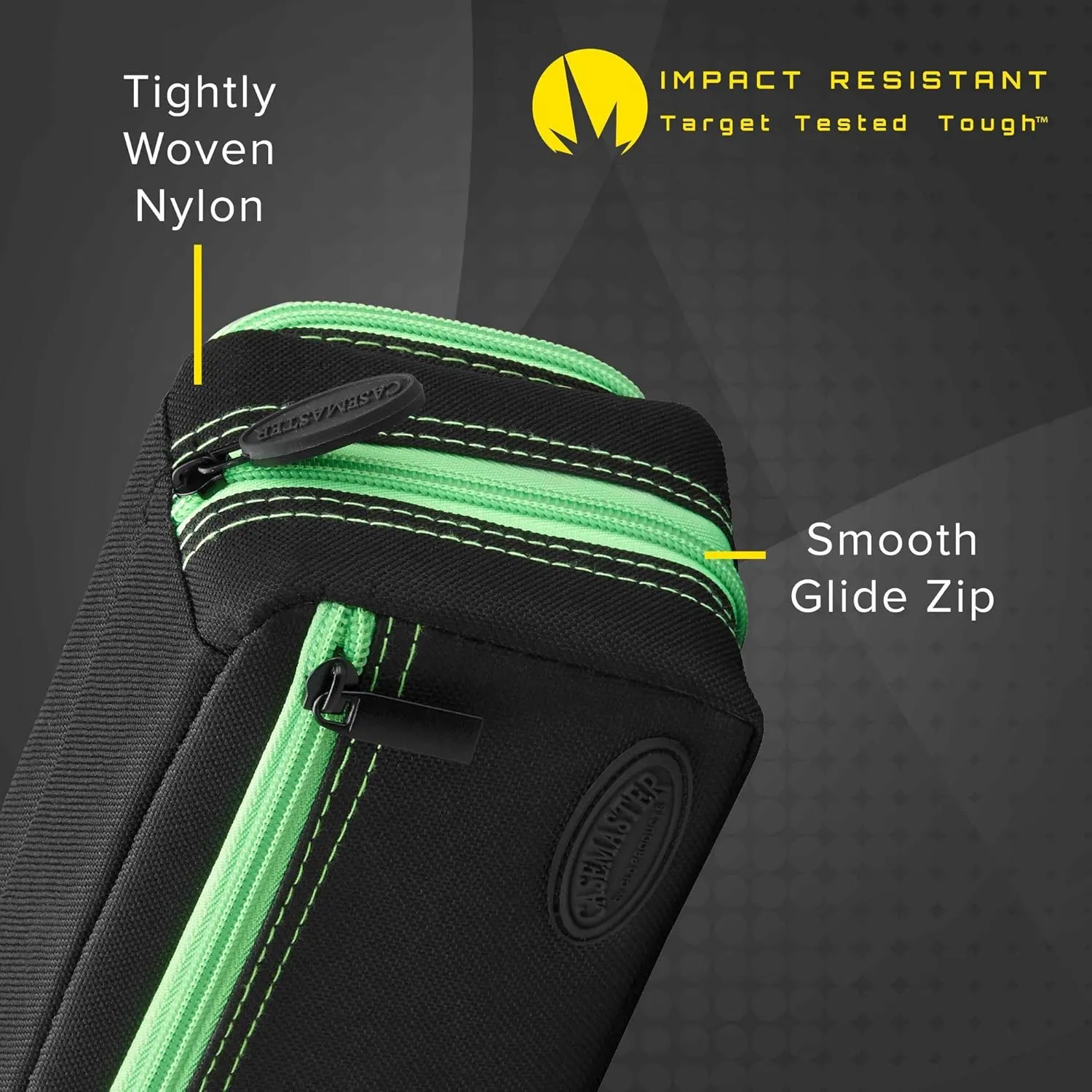 Casemaster Plazma Pro, 6 Dart Case for Soft and Steel Tip Darts, Features Large Front Mobile Device Pocket, Built-In Storage Tubes and Pockets for Flights, Tips, Shafts, and Personal Items